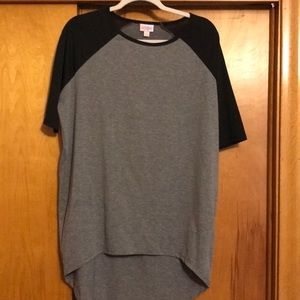 XXS Lularoe Irma raglan style black and grey